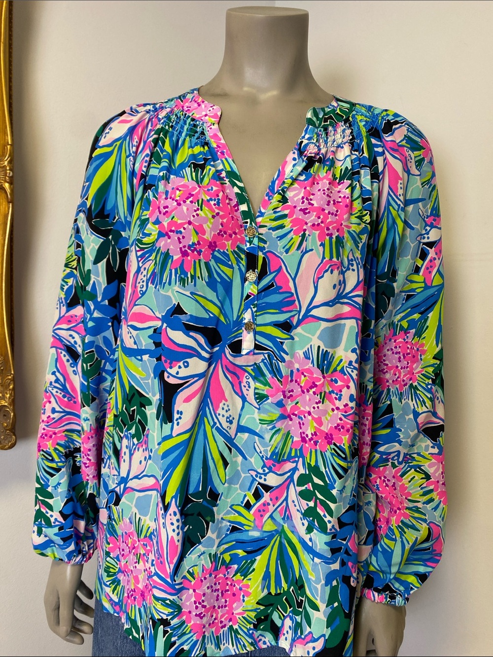 Lilly Pulitzer Elsa blouse 100%silk size Large